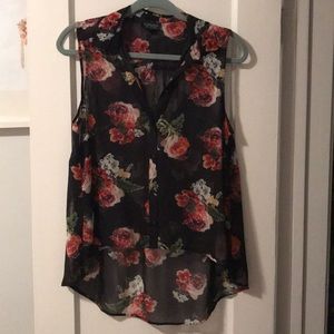 Topshop Black floral sleeveless top